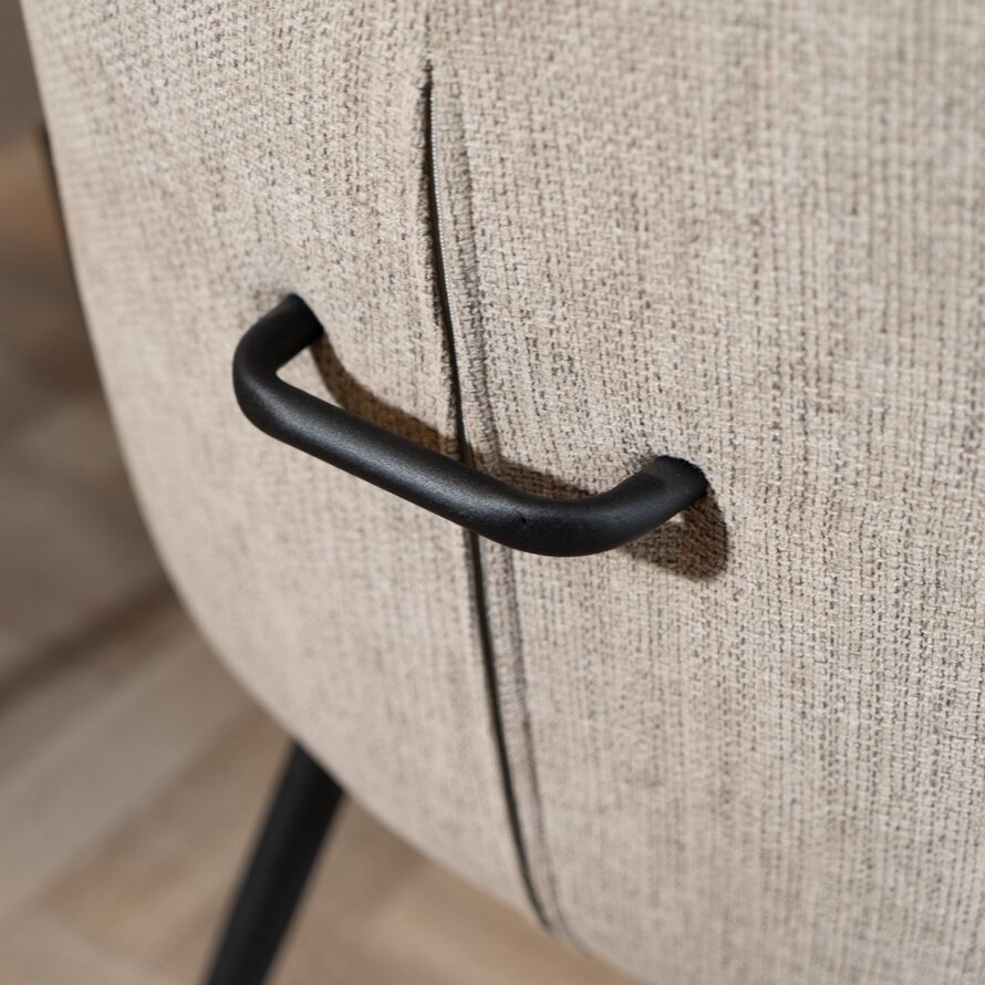 Esszimmerstuhl Lars recycelter Stoff mit Armlehne taupe