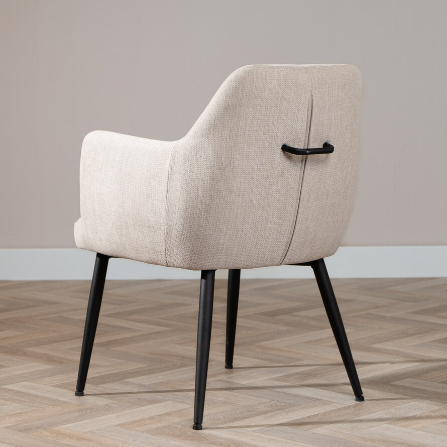 Esszimmerstuhl Lars recycelter Stoff mit Armlehne beige