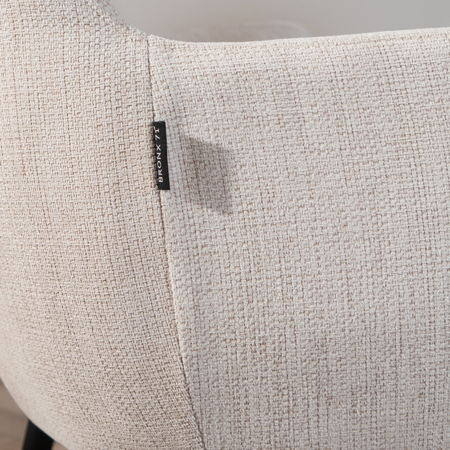 Esszimmerstuhl Lars recycelter Stoff mit Armlehne beige