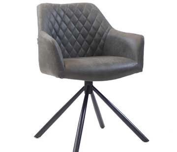 Bronx71 Stuhl Leder Dex  180° Drehbar mit Armlehne Anthrazit