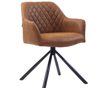 Bronx71 Stuhl Leder Dex  180° Drehbar mit Armlehne Cognac