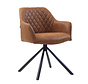 Polsterstuhl Leder Dex  180° Drehbar mit Armlehne Cognac