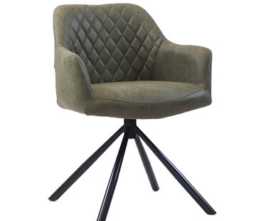 Bronx71 Stuhl Leder Dex  180° Drehbar mit Armlehne Olivgrün