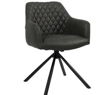 Bronx71 Stuhl Leder Dex  180° Drehbar mit Armlehne Schwarz