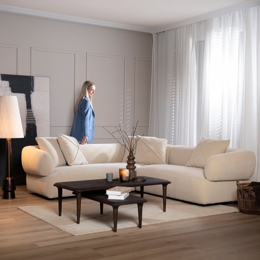 Ecksofa Palermo Samt beige rechts