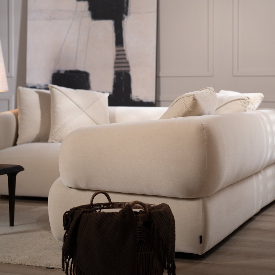 Ecksofa Palermo Samt beige rechts