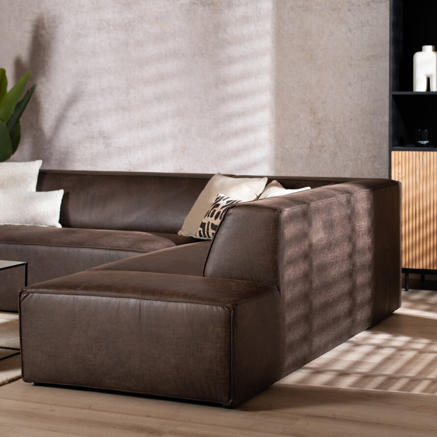 Ecksofa Memphis Leder braun rechts