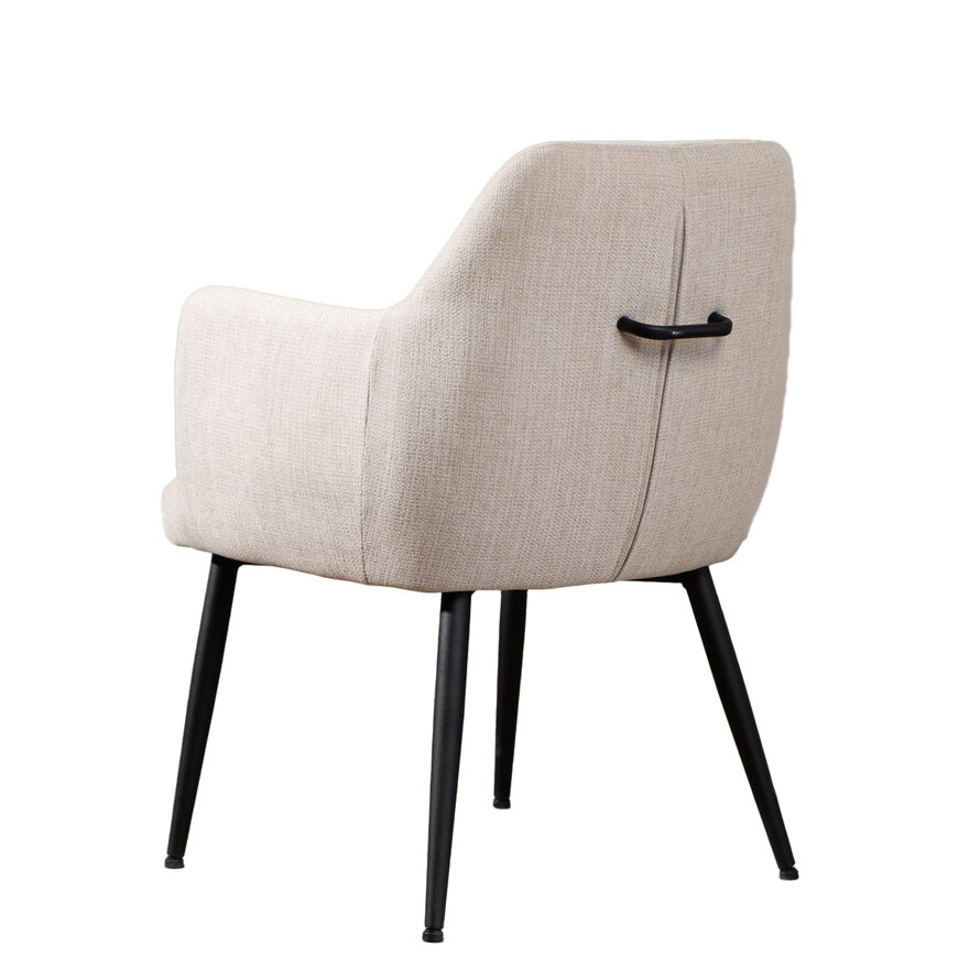 Esszimmerstuhl Lars recycelter Stoff mit Armlehne beige