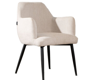 Bronx71 Esszimmerstuhl Lars recycelter Stoff mit Armlehne beige