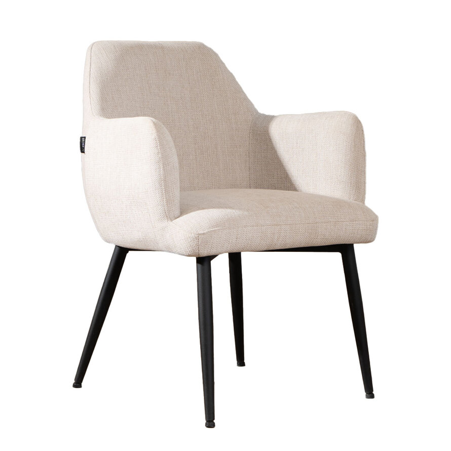 Esszimmerstuhl Lars recycelter Stoff mit Armlehne beige