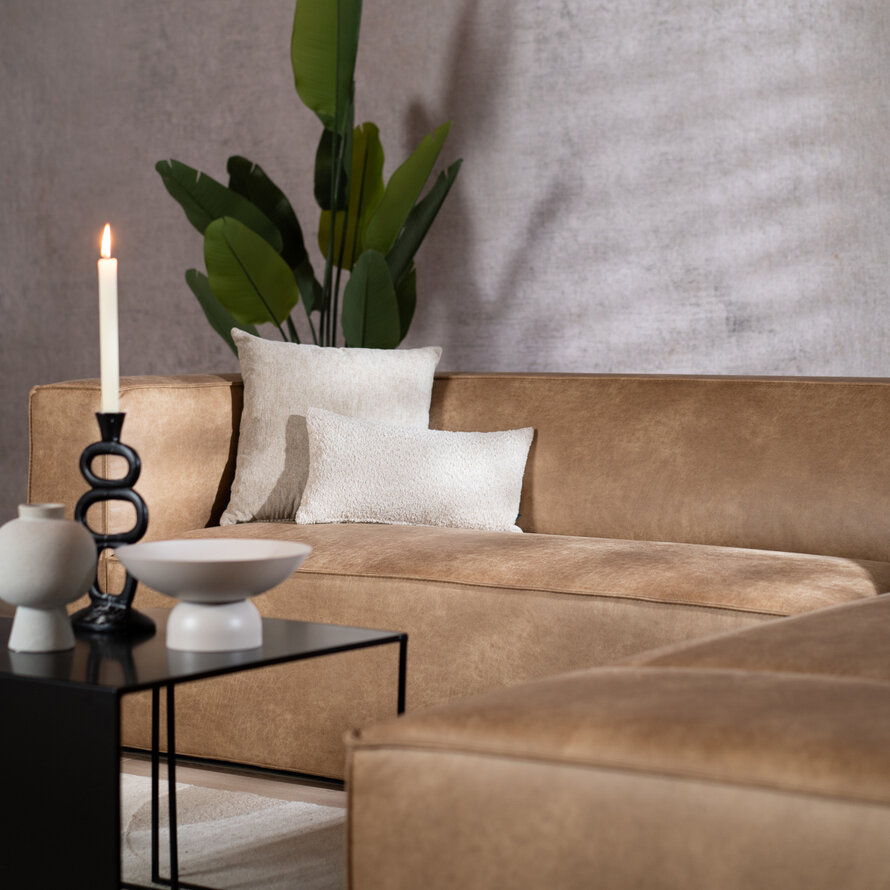 Ecksofa Memphis Leder beige rechts