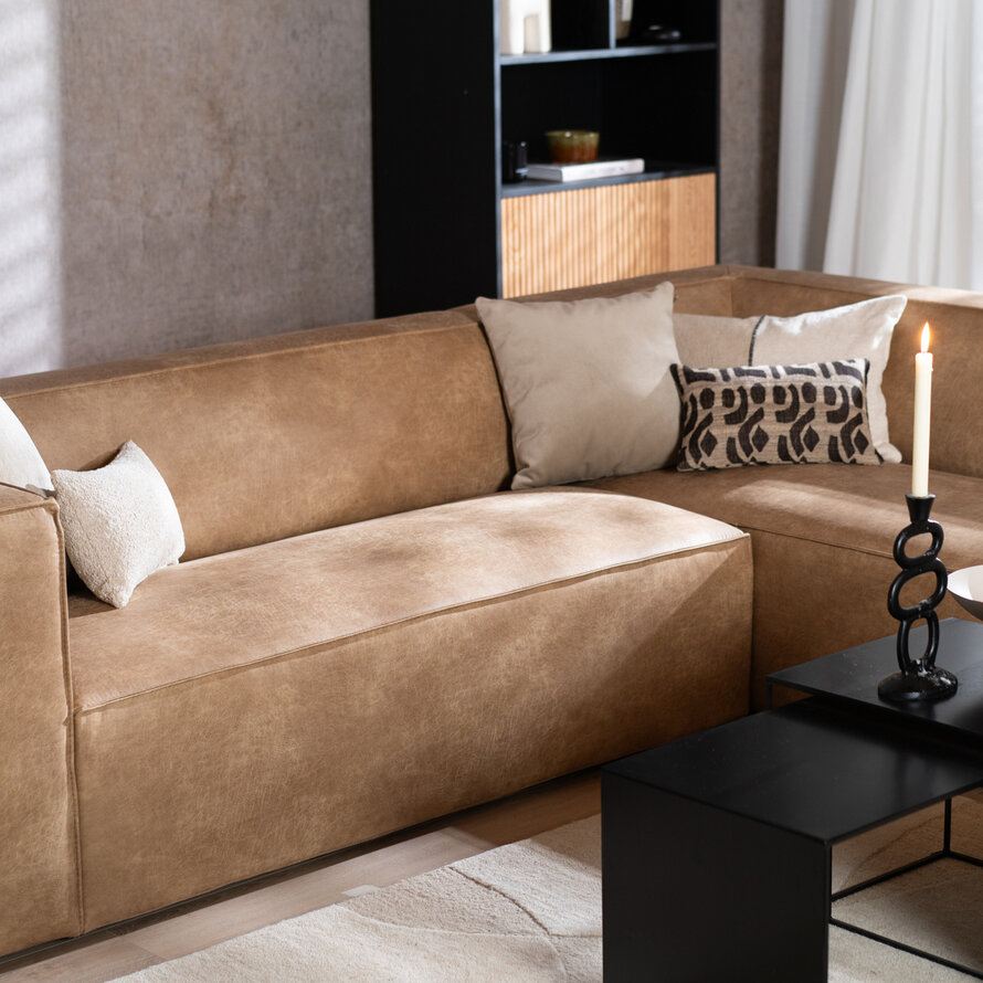 Ecksofa Memphis Leder beige rechts
