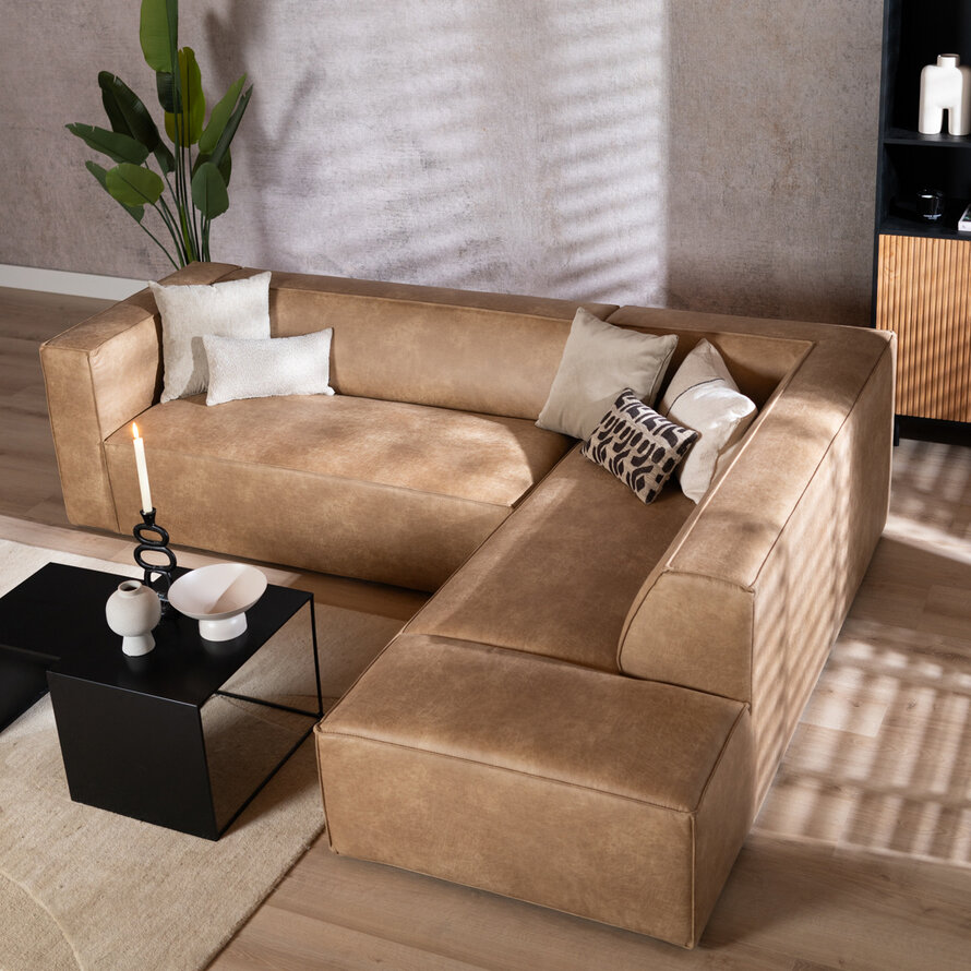 Ecksofa Memphis Leder beige rechts
