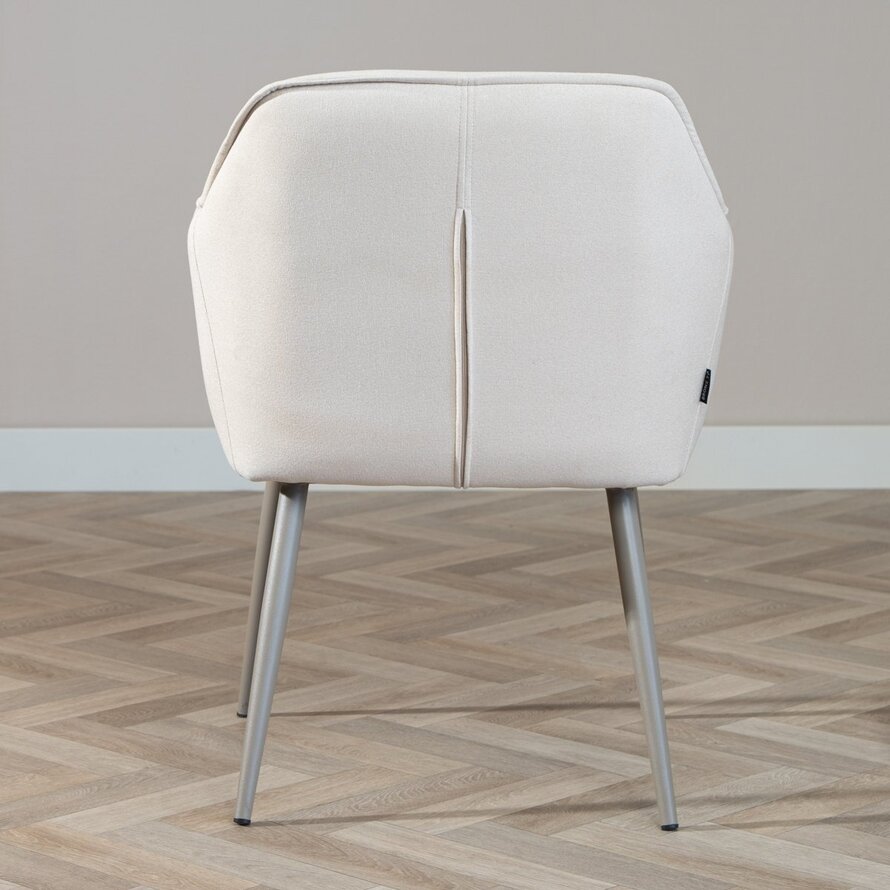 Esszimmerstuhl Elin recycelter Stoff mit Armlehne beige
