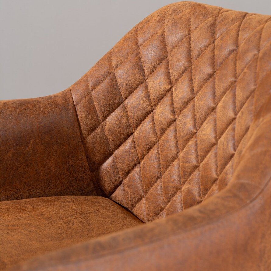 Lederstuhl Levi auf Rollen Cognac