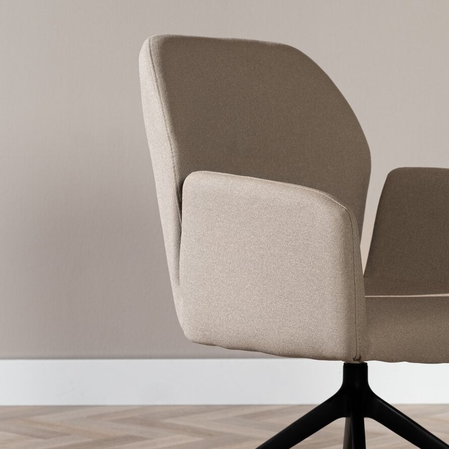 Esszimmerstuhl Runa recycelter Stoff mit Rollen taupe