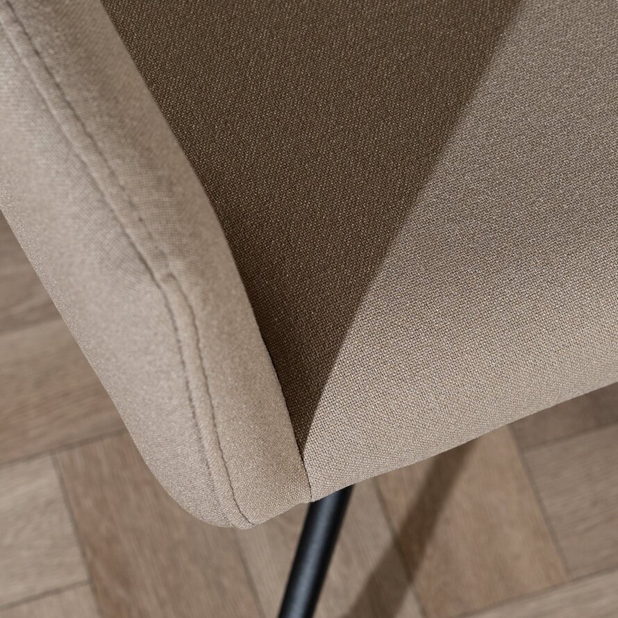 Esszimmerstuhl Runa recycelter Stoff mit Rollen taupe