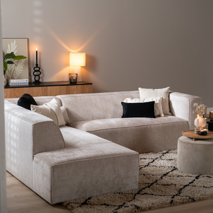 Ecksofa Memphis Chenille weiß links