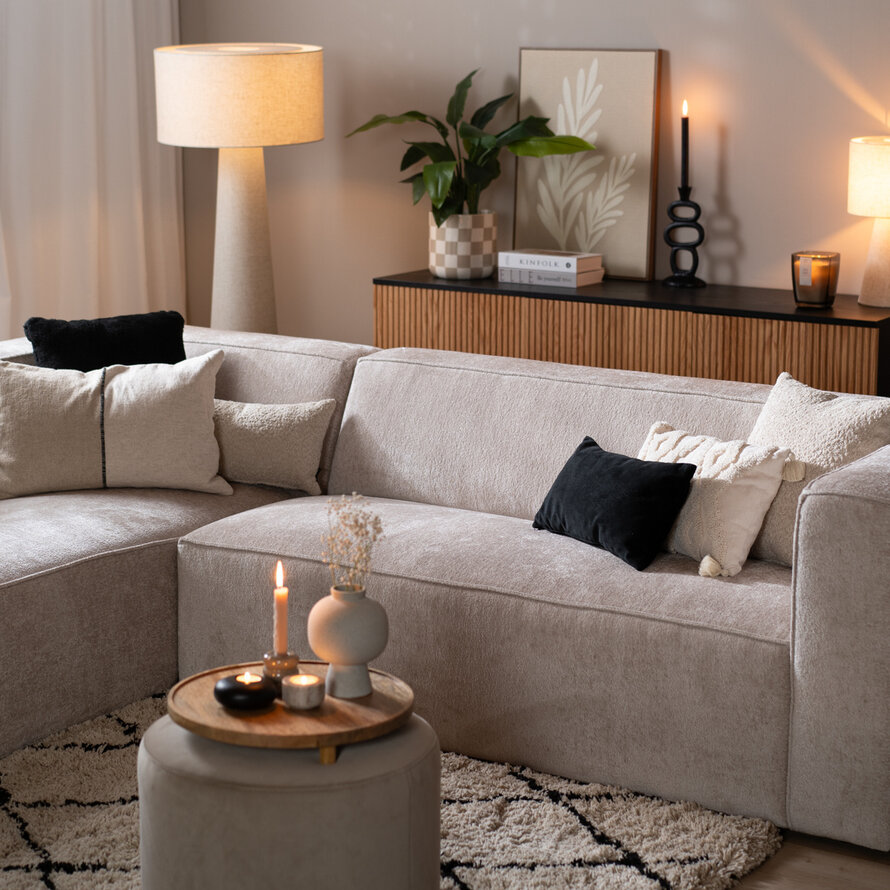 Ecksofa Memphis Chenille weiß links