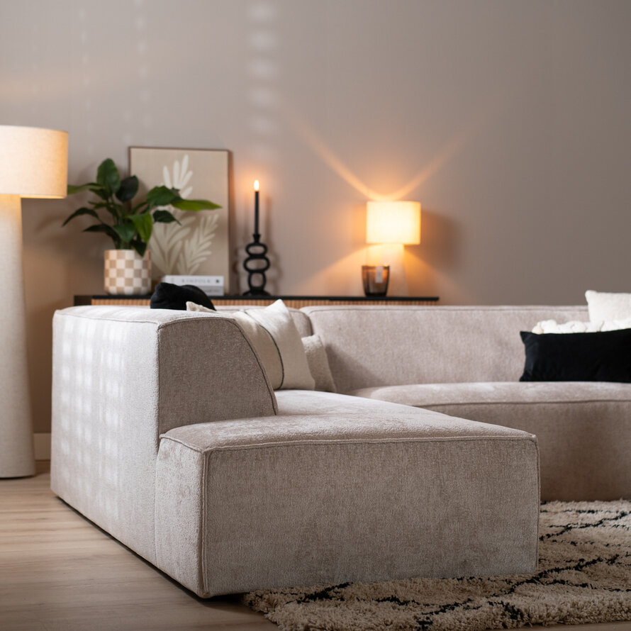 Ecksofa Memphis Chenille weiß links