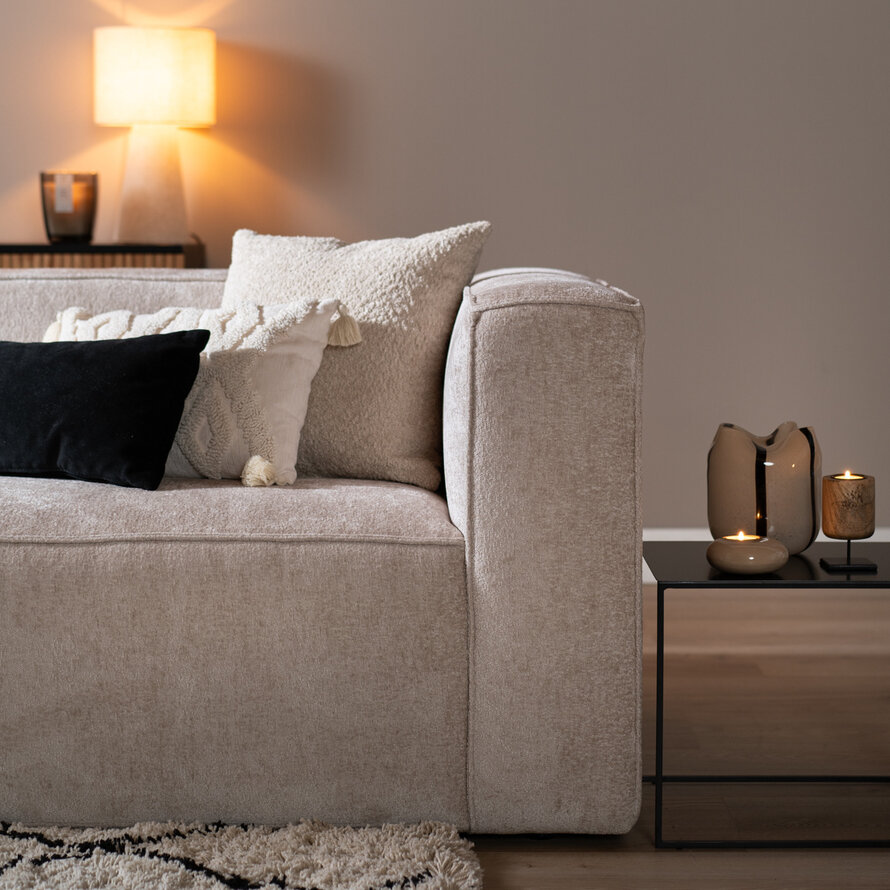 Ecksofa Memphis Chenille weiß links