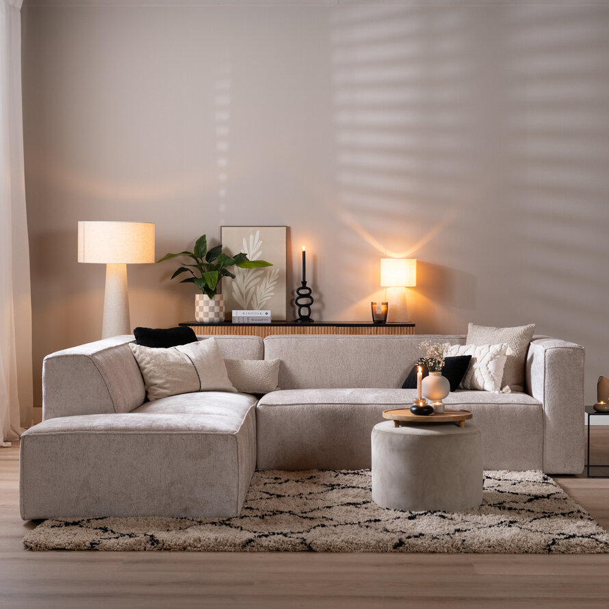 Ecksofa Memphis Chenille weiß links