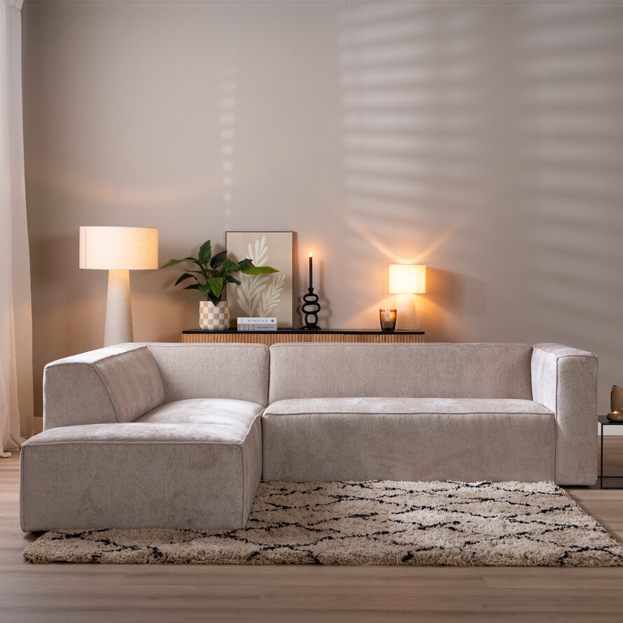 Ecksofa Memphis Chenille weiß links