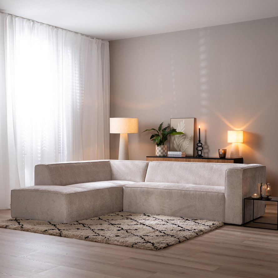 Ecksofa Memphis Chenille weiß links