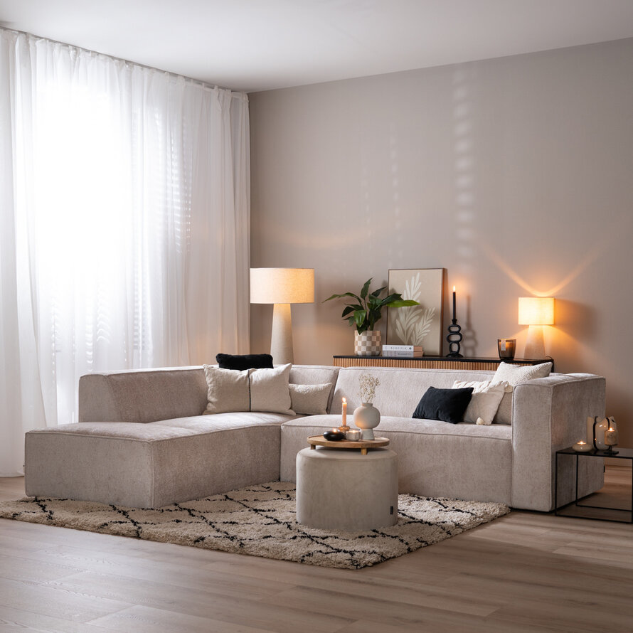 Ecksofa Memphis Chenille weiß links