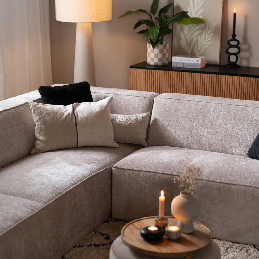 Ecksofa Memphis Chenille weiß links