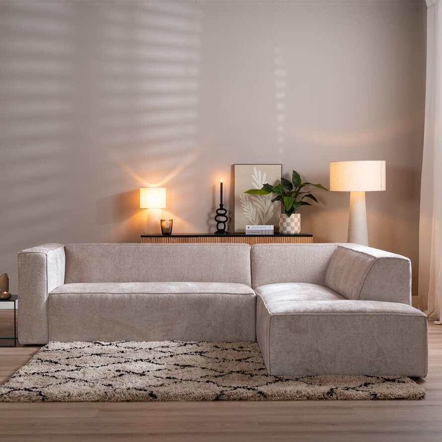 Ecksofa Memphis Chenille weiß rechts