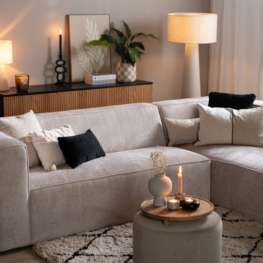 Ecksofa Memphis Chenille weiß rechts