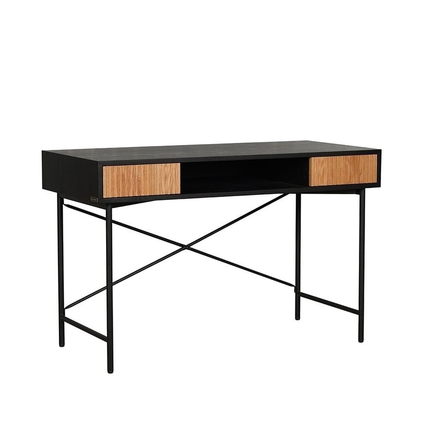 Schreibtisch Maury schwarz / Eiche hell 120x55x77cm