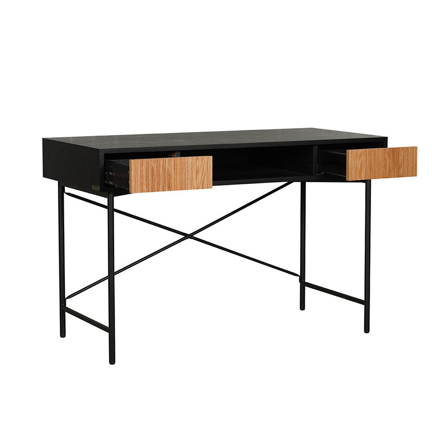 Schreibtisch Maury schwarz / Eiche hell 120x55x77cm