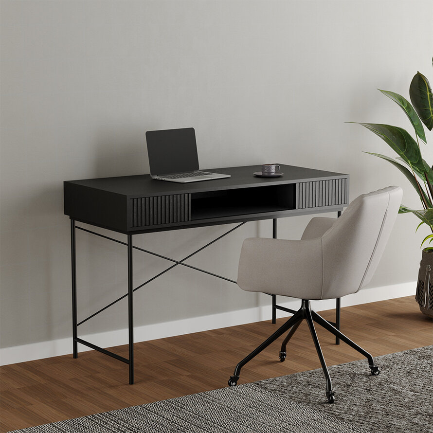 Schreibtisch Maury schwarz Eiche 120x55x77 cm