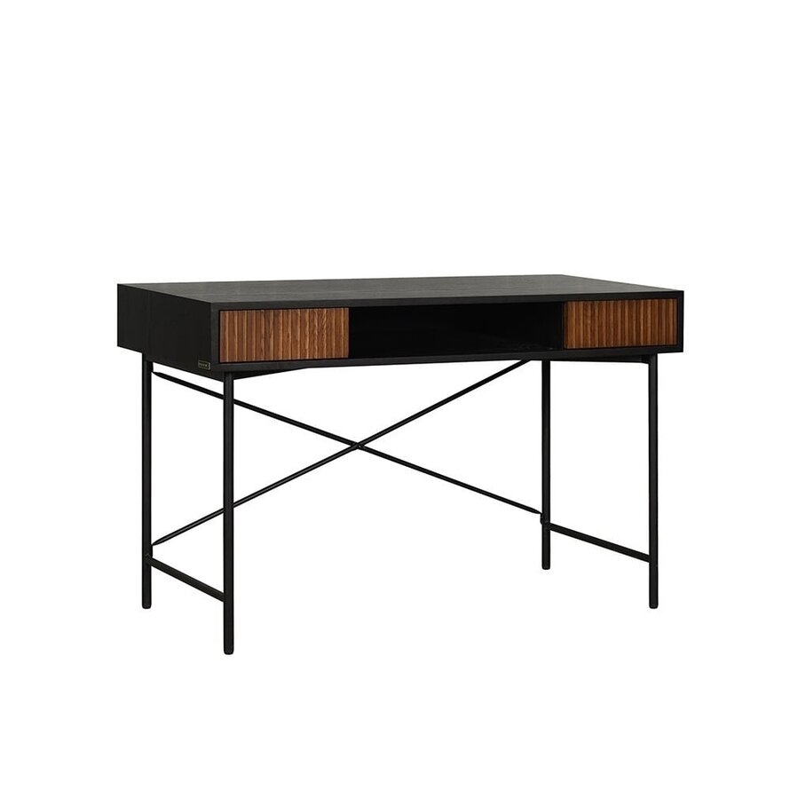 Schreibtisch Maury schwarz / Eiche dunkel 120x55x77cm