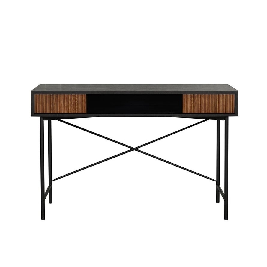 Schreibtisch Maury schwarz / Eiche dunkel 120x55x77cm