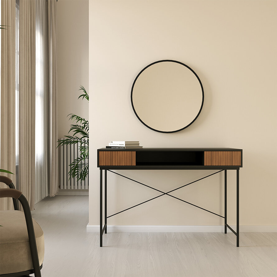 Schreibtisch Maury schwarz / Eiche dunkel 120x55x77cm