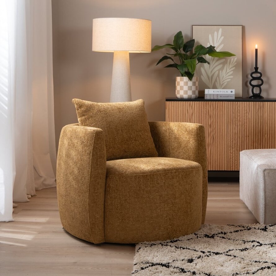 Sessel Ruby Chenille ockergelb/cognac