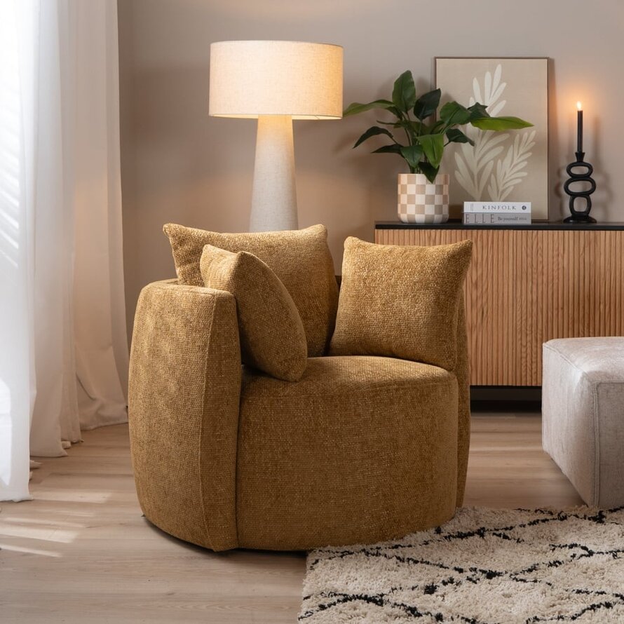 Sessel Ruby Chenille ockergelb/cognac