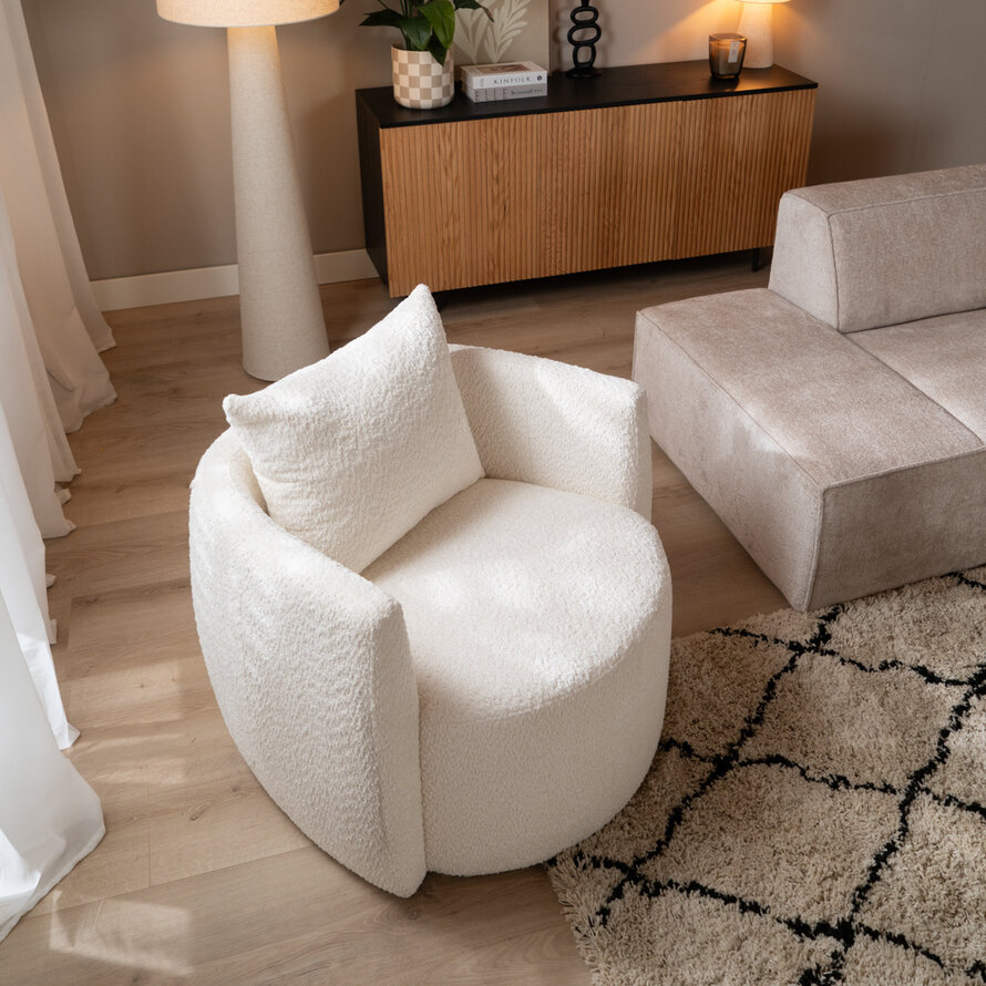 Bouclé Sessel Ruby weiß