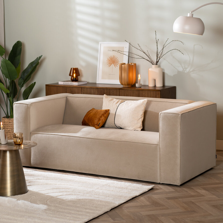 Samt Sofa Memphis 2,5-Sitzer beige