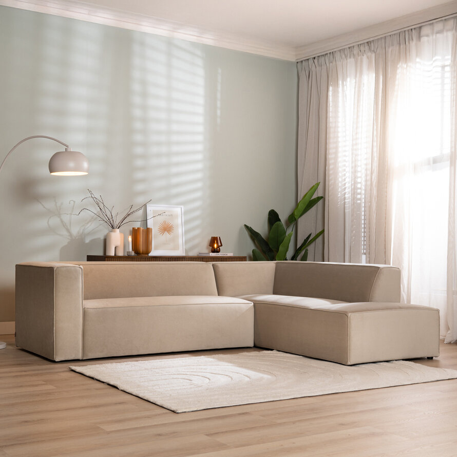 Ecksofa Memphis Samt beige rechts