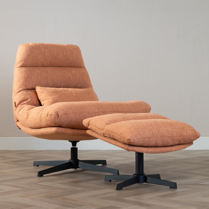 Sessel mit Hocker Cristo Leinen drehbar kupfer