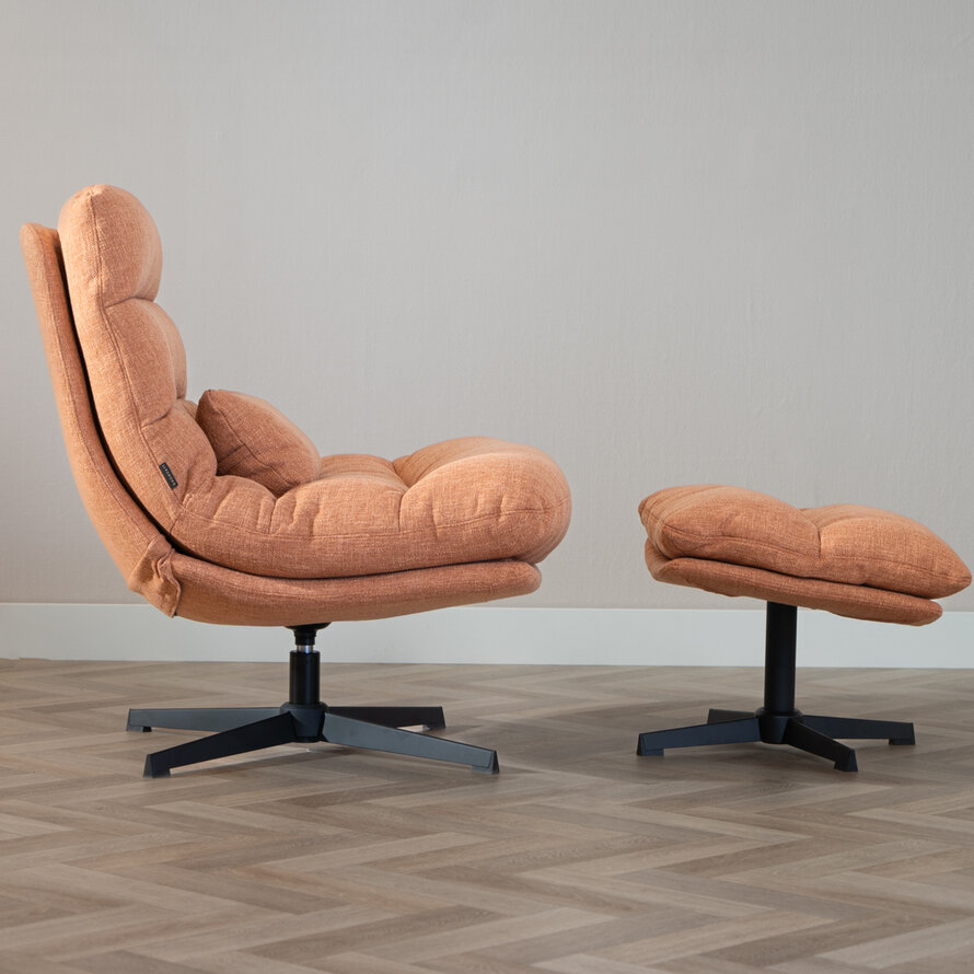 Sessel mit Hocker Cristo Leinen drehbar kupfer