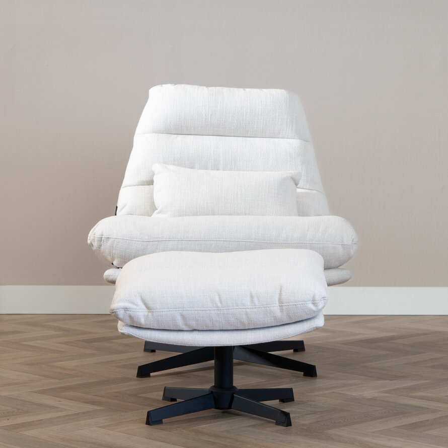 Sessel mit Hocker Cristo Leinen drehbar Off white