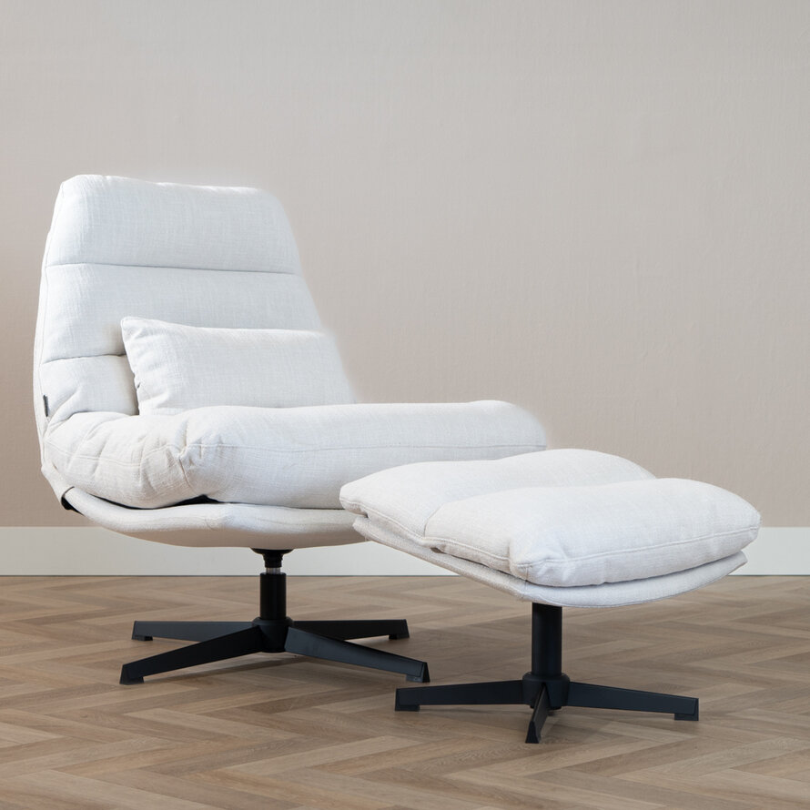 Sessel mit Hocker Cristo Leinen drehbar Off white