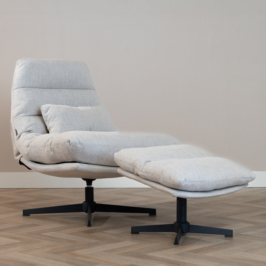 Sessel mit Hocker Cristo Leinen drehbar taupe