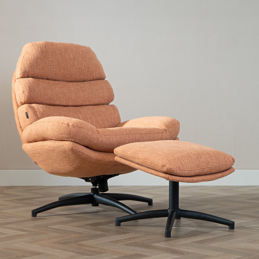 Sessel mit Hocker Palma Leinen drehbar kupfer
