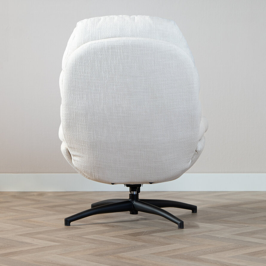 Sessel mit Hocker Palma Leinen drehbar Off white